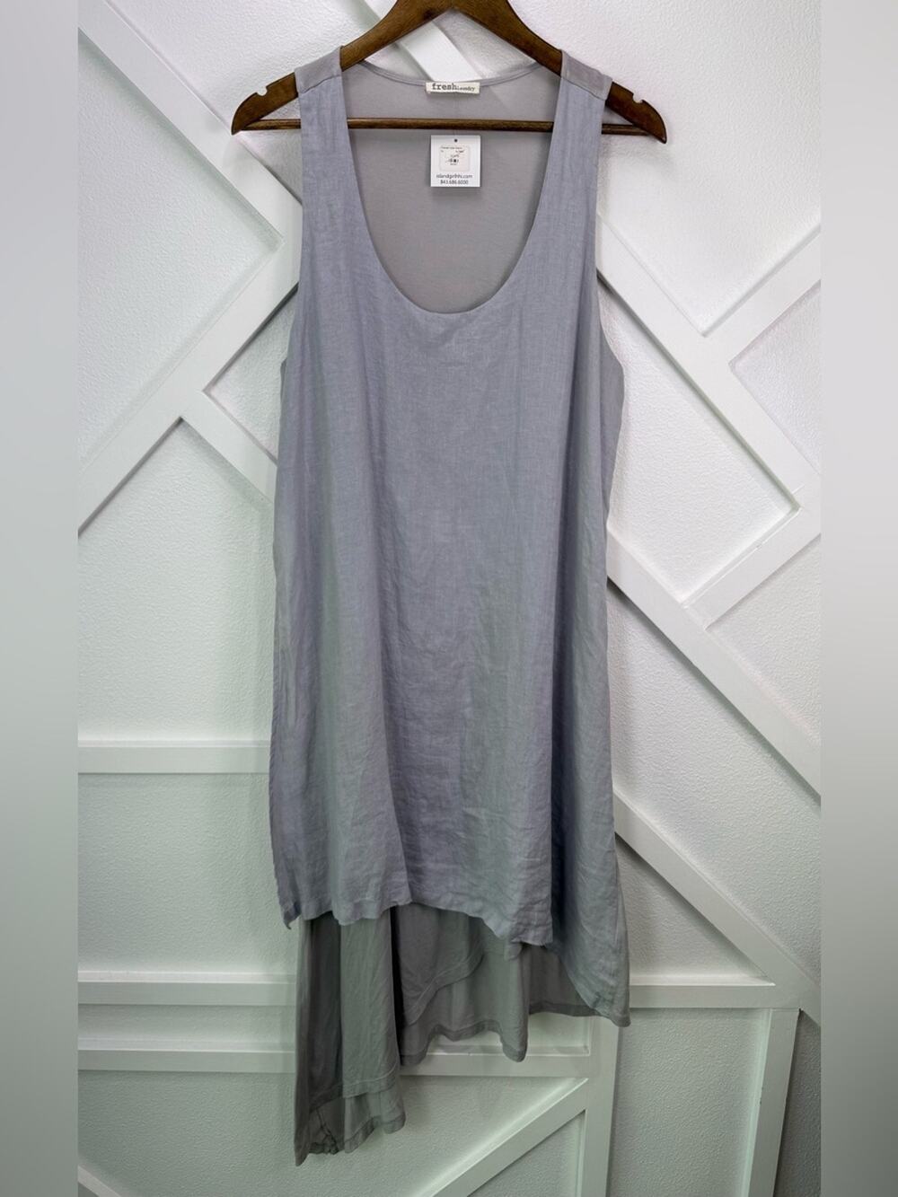 NWT Fresh Laundry Uneven Linen Dress Gray Asymmetrical Layered Lagenlook USA XL